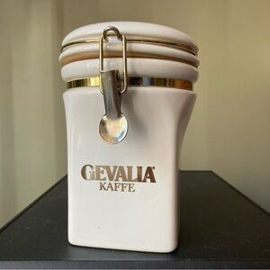 Gevalia Kaffe | Vintage Black Gold Ceramic Coffee Tea Canister Jar